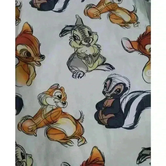Bambi Pajama Button Up Shirt Size S Thumper Chipmunks and Critters All Over VTG - Picture 3 of 6